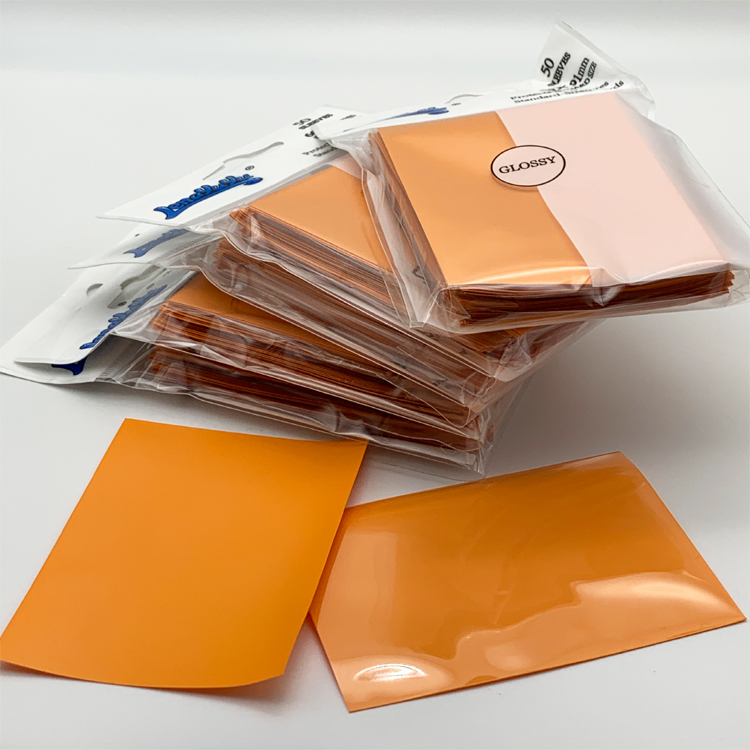 Lenayuyu 600pcs PROTECTOR Card Sleeves Orange 66mm*91mm Glossy